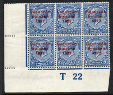 Ireland 1922-3 Saorstat Overprint On 2½d Bright Blue, T22 Control Block Of 6, Hinge Marks & Some Splitting, SG 56 - Nuovi