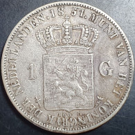 Netherlands 1 Gulden Willem William III 1851 VF Sharp Detail - 1849-1890 : Willem III