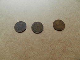 Lot  De  3 Monnaies   2 Centimes  1856 Bb Tete Nue  - 1862 A  Tete Lauré  - 1899  Dupuis - Alla Rinfusa - Monete