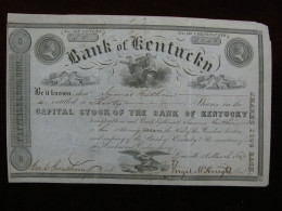 1847 BANK OF KENTUCKY STOCK CERTIFICATE 30 Shares $100 Louisville USA Bond - Banca & Assicurazione