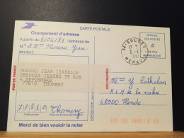 Code Postal. Carte Postale Circulée Du Secrétariat D'état Des PTT En Franchise Pour Changement D'adresse. - Lettere