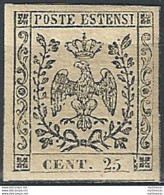 1852 Modena 25c. Camoscio Chiaro MNH Sassone 4 - Modène