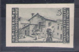 1946 LITORALE SLOVENO, N. 57a - 5 L. Grigio Chiaro - Non Dentellato - MNH** - Joegoslavische Bez.: Slovenische Kusten