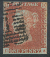 GB QV 1d Redbrown Unplated (CA) 4 Margins, VFU With SCOTTISH Numeral „1“ (ABERDEEN) - Oblitérés