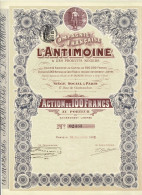 - Titre De 1909 - Compagnie Française De L'Antimoine & Des Produits Miniers - Déco - - Industrie