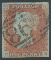GB QV 1d Redbrown, Unplated (CB) 4 Margins, VFU With Numeral „498“ (MANCHESTER) - Usati