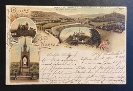 AK Litho Mehrbildkarte Gruss Aus Bad Nassau Gestempelt/o NASSAU (LAHN) 1900 Ankunft WIESBADEN - Nassau