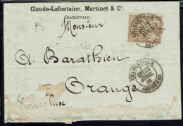 Fr. Comptoir Des Ardennes. Claude-Lafontaine & Cie Charleville. Sage 30 C. Perforé CA Sur Facture à Destination D'Orange - Cartas & Documentos