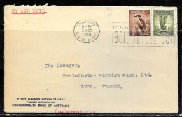 N442 - AUSTRALIE - LETTRE DE LIDCOMBE DU 03/10/1951 POUR LA FRANCE - Lettres & Documents