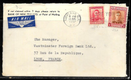 1C208 - NOUVELLE ZELANDE - LETTRE DE AUCKLAND DU 18/08/1952 POUR LA FRANCE - Briefe U. Dokumente