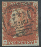 GB QV 1d Redbrown, Unplated (CD) 4 Margins, VFU With Numeral „220“ (BALA), Merionethshire - Extremely Rare Probably UNIQ - Usados
