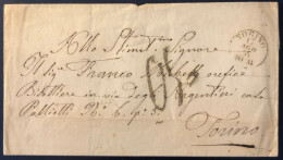 Italie, Enveloppe De TORINO 17.8.1854 Pour Turin - (B1872) - Ohne Zuordnung