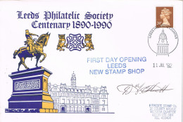 54129. Carta F.D.C. LEEDS (England) 1992, Centenary Leeds Philatelic Society, Signed - 1991-2000 Em. Décimales
