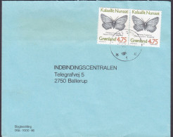 Greenland NUUK (Godthåb) 1997 Cover Brief Lettre BALLERUP Denmark 2x 4.75 Kr. Butterfly Schmetterling Papillon (Pair) - Storia Postale