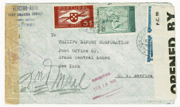 Portugal, 1943, # 592, Censura, Para New York - Lettres & Documents