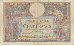 BILLETE DE FRANCIA DE 100 FRANCS DEL AÑO 1914 LUC OLIVIER MERSON (BANKNOTE) - 100 F 1908-1939 ''Luc Olivier Merson''