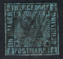 Strichstempel Auf Bergedorf Nr. 1a - 1/2 Shilling Preußischblau - Signiert Schlesinger - Bergedorf