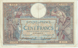 BILLETE DE FRANCIA DE 100 FRANCS DEL AÑO 1919 LUC OLIVIER MERSON (BANKNOTE) - 100 F 1908-1939 ''Luc Olivier Merson''