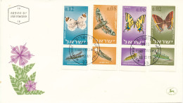 Israel FDC 15-12-1965 Butterflies Complete Set Of 4 With Tab And Cachet - FDC