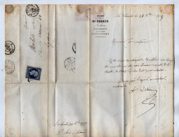 TB 4661 - 1855 - Lettre - Etude De Me DEBRIE, Notaire à LA CHARITE Pour Me BERLOTY, Notaire à LYON - 1849-1876: Klassieke Periode