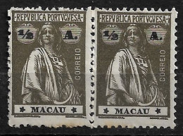 MACAU 1922 CERES 1/2A - 12x11.5 - PAIR M NG (NP#72-P05-L8) - Nuovi