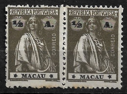 MACAU 1922 CERES 1/2A - 12x11.5 - PAIR M NG (NP#72-P05-L8) - Unused Stamps