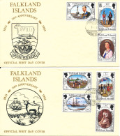 Falkland Islands FDC 3-1-1983 Falkland Islands 150th Anniversary 7 Stamps On 2 Covers With Cachet - Falkland