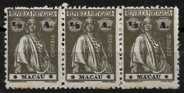 MACAU 1922 CERES 1/2A - 12x11.5 - TRIO M NG (NP#72-P05-L9) - Neufs