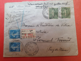 Enveloppe En Chargé De Bordeaux Pour Clermont Ferrand En 1917 - Réf 3227 - 1877-1920: Période Semi Moderne