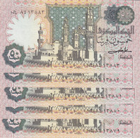 EGYPT 50 PT. PIASTRES 1983 P-55 SIG/ SHALABY #16 LOT X5 UNC NOTES - Egypt