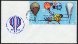 USA 1983  MiNr. 1617/1620  FDC  200 Jahre Luftfahrt: Ballone - 1981-1990