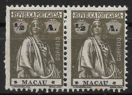 MACAU 1922 CERES 1/2A - 12x11.5 - PAIR M NG (NP#72-P06-L5) - Nuevos