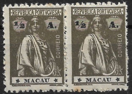 MACAU 1922 CERES 1/2A - 12x11.5 - PAIR M NG (NP#72-P06-L6) - Neufs