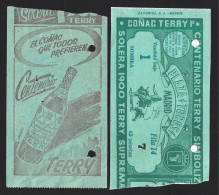 Terry Cognac. 100 Years Of Terry Cognac. To Drink. Trinken. Terry. Conac. Entrance Ticket To The Plaza De Toros In Madri - Schnaps & Bier