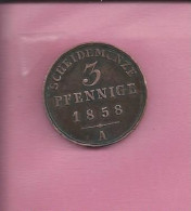 ETAT  ALLEMAGNE  PRUSSIEN   3 PFENNIGE 1858 - Other & Unclassified