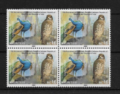 Mauritius 2023 India Joint Issue Indian Peacock Birds Diplomatic Relations Kestrel Stamp Blk/4 MNH - Maurice (1968-...)