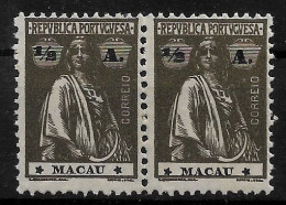 MACAU 1922 CERES 1/2A - 12x11.5 - PAIR M NG (NP#72-P06-L8) - Nuevos