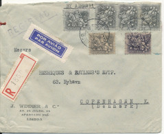 Portugal Registered And Sealed Cover Sent To Denmark 29-9-1954 (a Tear In The Right Side Of The Cover) - Brieven En Documenten