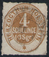 Altona 11/1 66 Auf 4 Shillinge Gelbbraun - Schleswig Holstein Nr. 25 - Schleswig-Holstein