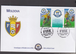 SOCCER - MOLDOVA - 2004 - FIFA CENTENARY SET OF 2 + LABEL ON  ILLUSTRATED FDC  - Covers & Documents