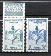 Col41 Colonies AOF Afrique Occidentale N° 24  & 24a Bleu Vert Neuf XX MNH Cote 15,00 € - Ungebraucht