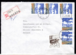 1990 Lund Registered Letter Send To Denmark (sv061) - Brieven En Documenten