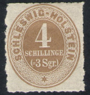 4 Shillinge Gelbbraun - Schleswig Holstein Nr. 12 Ungebraucht Mit Gummi - Tiefst Signiert - Kabinett - Schleswig-Holstein