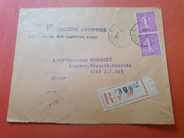Enveloppe Commerciale En Recommandé De Paris Pour Alep (Syrie ) En 1928 - Réf 3281 - 1921-1960: Période Moderne