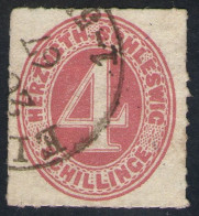 Ortsstempel Elmshorn Auf 4 Shilling Rosakarmin - Schleswig Holstein Nr. 3 - Pracht - Schleswig-Holstein