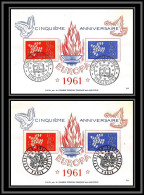 9991 N°1309/1310 5ème Anniversaire Europa 1961 Fdc 2 Cachets Strasbourg Et Paris Sur Lettre Cover Enveloppe France Fdc - 1961