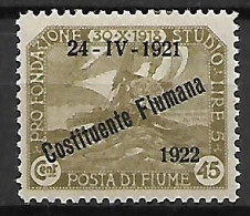 FIUME  -   1922.   Y&T  N° 163 *.  Surchargé - Fiume
