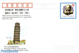 China People’s Republic 1991 Postcard, Galileo, Unused Postal Stationary - Cartas & Documentos