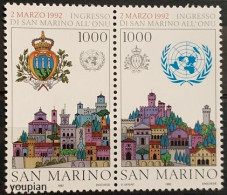 San Marino 1992, San Marino - New Membership Of The United Nations, MNH Stamps Strip - Ungebraucht
