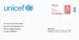 : POSTREPONSE -  PRIO - MARIANNE L'ENGAGEE..  UNICEF - Prêts-à-poster:Answer/Marianne L'Engagée